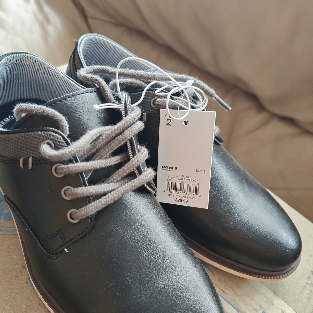 Boys Black Lace-Up Dress Shoes